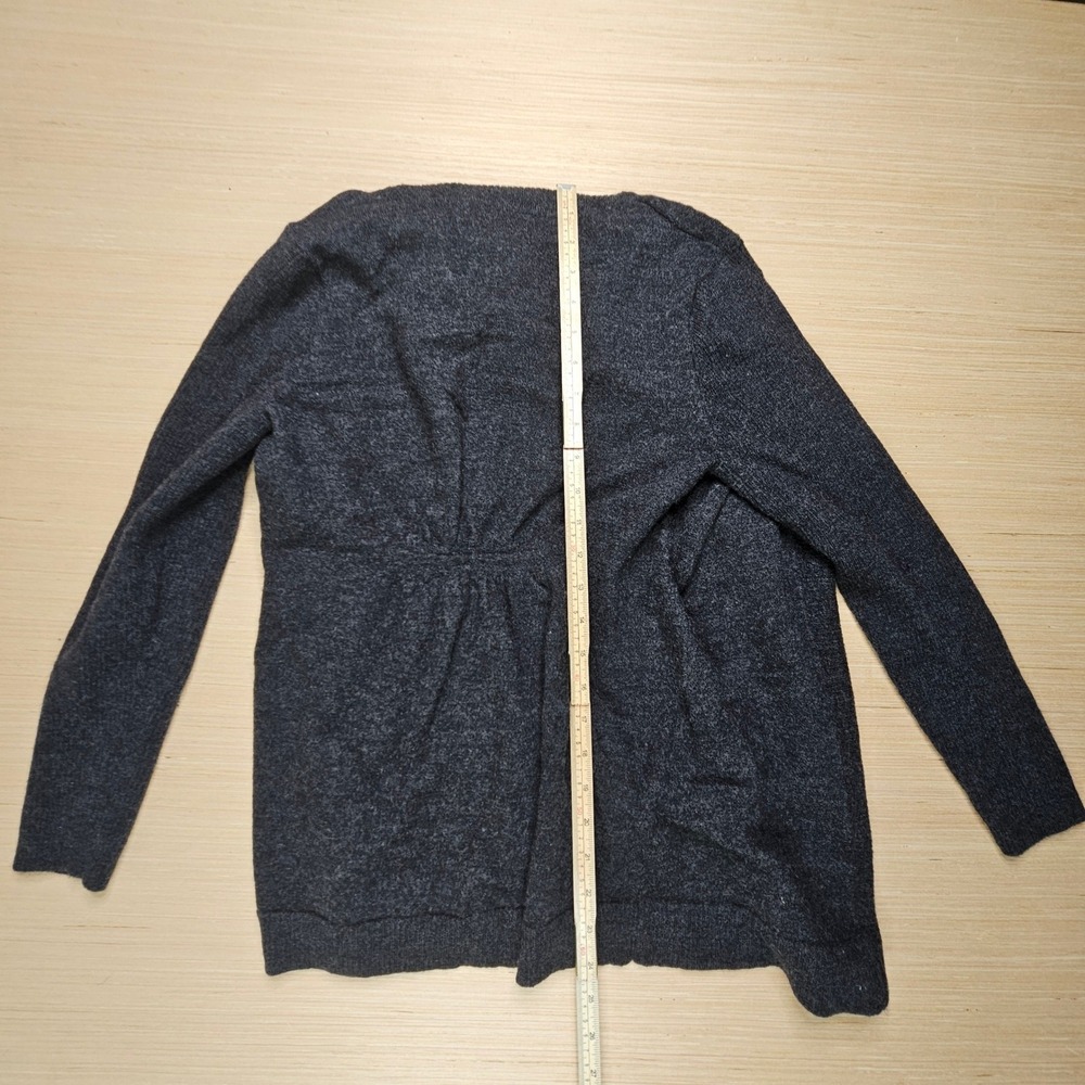 Mercer & Madison Cardigan Womens L Charcoal Grey Italian Merino Wool Open Front - Picture 8 of 10